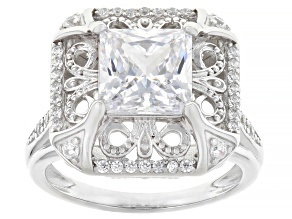 White Cubic Zirconia Rhodium Over Sterling Silver Ring 4.33ctw