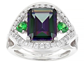 Multi-Color Cubic Zirconia Rhodium Over Sterling Silver Ring 7.85ctw