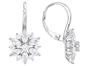 White Cubic Zirconia Rhodium Over Sterling Silver Drop Earrings 3.90ctw