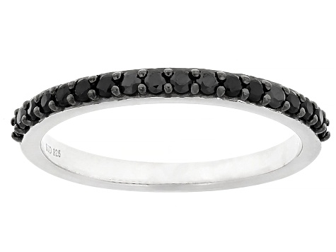 Black Cubic Zirconia Rhodium Over Sterling Silver Ring 0.25ctw 