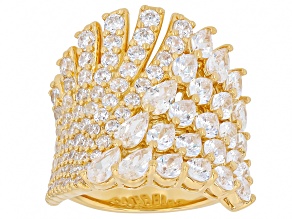 White Cubic Zirconia 18K Yellow Gold Over Brass Ring 8.31Ctw