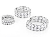 White Cubic Zirconia Rhodium Over Brass Hoop Earring Set of 3 34.36ctw