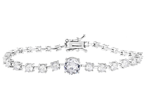 White Cubic Zirconia Rhodium Over Brass Tennis Bracelet 10.20ctw