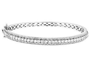White Cubic Zirconia Rhodium Over Brass Bangle Bracelet 4.85ctw