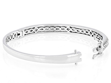 White Cubic Zirconia Rhodium Over Brass Bangle Bracelet 4.85ctw