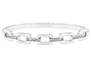 White Cubic Zirconia Rhodium Over Brass Bangle Bracelet 0.58ctw