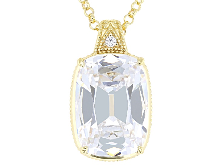 White Cubic Zirconia 18k Yellow Gold Over Sterling Silver Pendant 10.58ctw