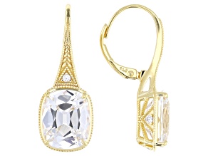 Rectangular Cushion White Cubic Zirconia 18k Yellow Gold Over Sterling Silver Earrings 14.25ctw