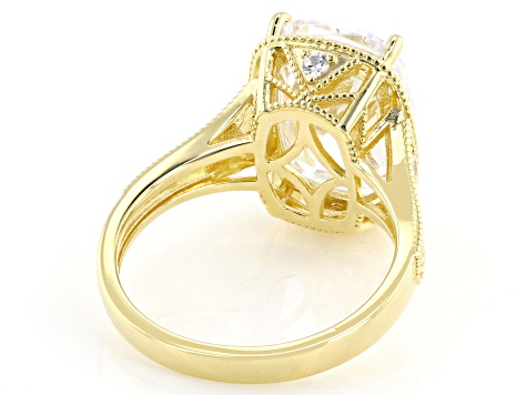 Rectangular Cushion White Cubic Zirconia 18k Yellow Gold Over