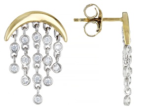 White Cubic Zirconia Platinum and 18k Yellow Gold Over Sterling Silver Earrings 0.64ctw