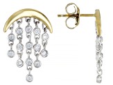 White Cubic Zirconia Platinum and 18k Yellow Gold Over Sterling Silver Earrings 0.64ctw