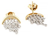 White Cubic Zirconia Platinum and 18k Yellow Gold Over Sterling Silver Earrings 0.64ctw