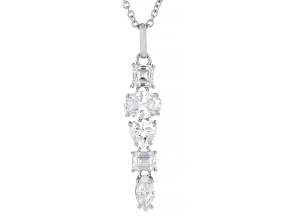 White Cubic Zirconia Platinum Over Sterling Silver Pendant With Gift Box 3.88ctw