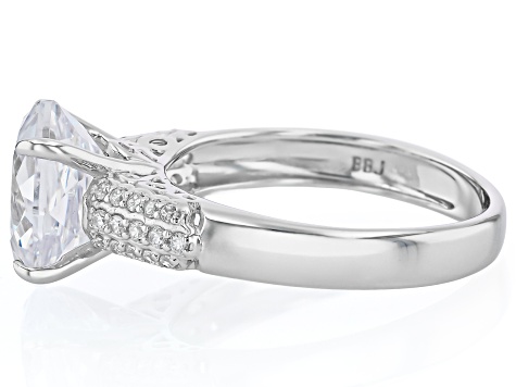 White Cubic Zirconia Rhodium Over Sterling Silver Rose Cut Ring