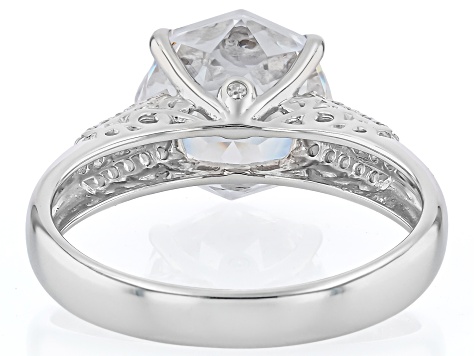White Cubic Zirconia Rhodium Over Sterling Silver Rose Cut Ring