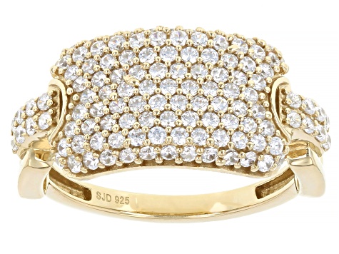 White Cubic Zirconia 18k Yellow Gold Over Sterling Silver Ring 1.60ctw