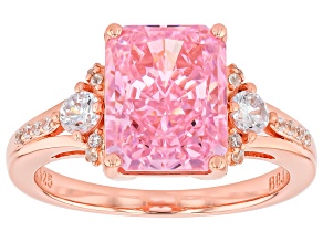 Pink and white Cubic Zirconia 18K Rose Gold Over Sterling Silver Ice Flower Cut Ring 6.37ctw
