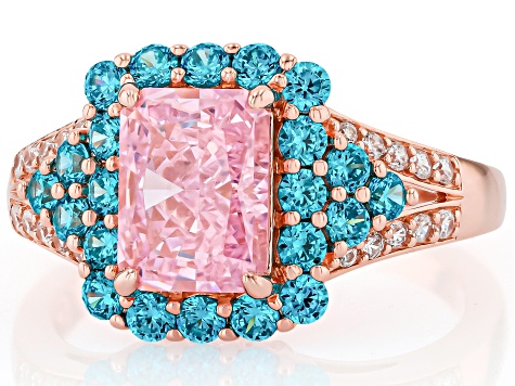 コンボ 26cm Shiny Back LV0089 / LVYDTVKTV26 Pink, Aquamarine and White Cubic Zirconia 18K Rose Gold Over