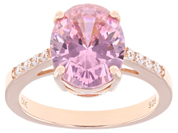 Picture of Pink and White Cubic Zirconia 18K Rose Gold Over Sterling Silver Ring 6.48Ctw