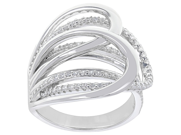 White Cubic Zirconia Rhodium Over Sterling Silver Ring 1.10ctw