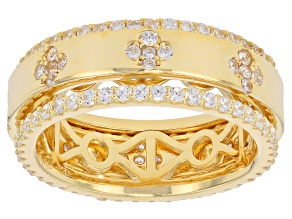 White Cubic Zirconia 18k Yellow Gold Over Sterling Silver Spinner Band Ring 2.11ctw
