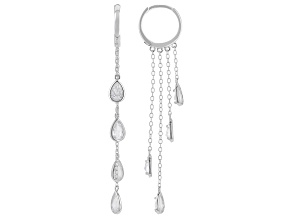 White Cubic Zirconia Rhodium Over Sterling Silver Dangle Earrings 4.40ctw