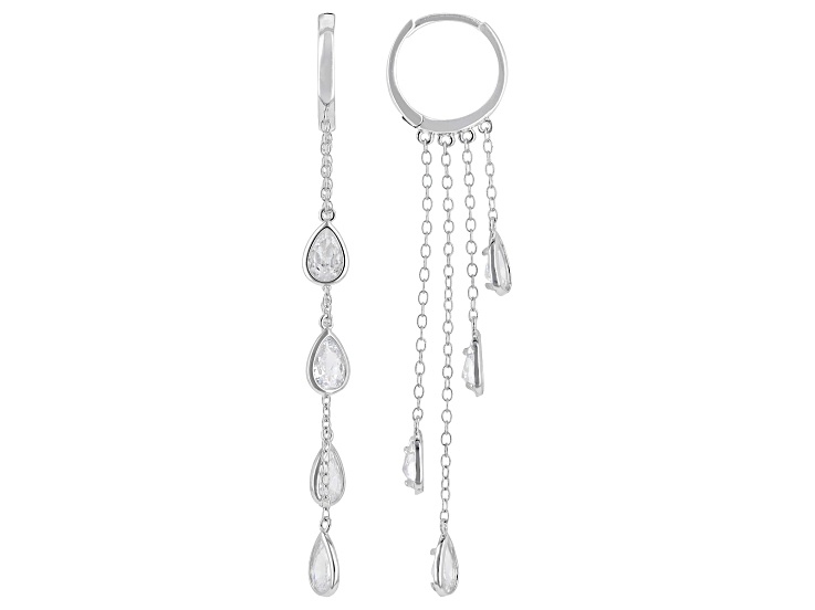 White Cubic Zirconia Rhodium Over Sterling Silver Dangle Earrings 4.40ctw