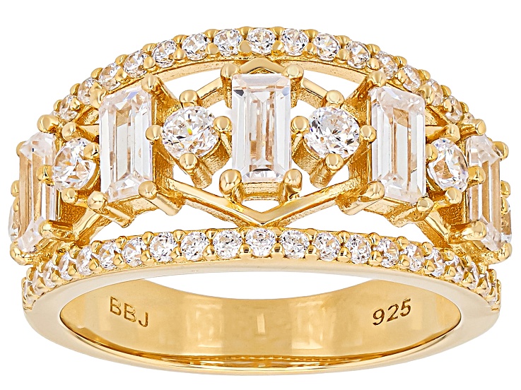White Cubic Zirconia 18K Yellow Gold Over Sterling Silver Ring 1.98Ctw