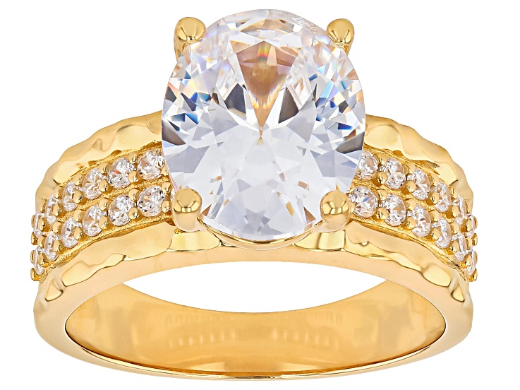 White Cubic Zirconia 18K Yellow Gold Over Sterling Silver Ring 4.40Ctw
