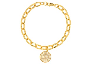 White Cubic Zirconia 18k Yellow Gold Plated Oval Rolo Link Bracelet 0.70ctw