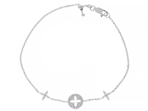 White Cubic Zirconia Rhodium Over Sterling Silver Adjustable Bracelet 0.71ctw