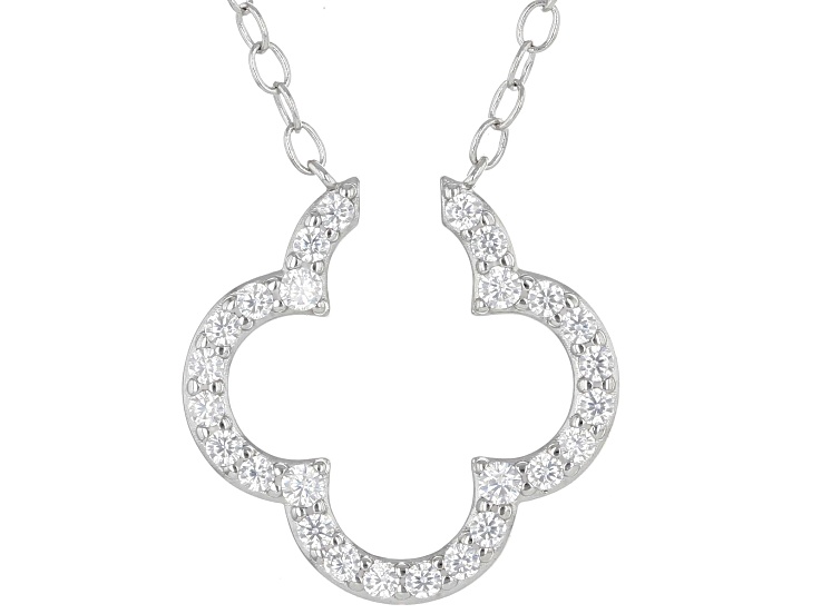 White Cubic Zirconia Rhodium Over Sterling Silver Necklace 0.43ctw