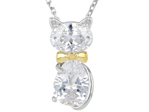 White Cubic Zirconia 18k Yellow Gold and Rhodium Over Sterling Silver Pendant 2.97ctw