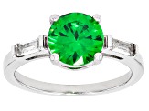 Lab Ruby, Blue Lab Spinel, and Green & White Cubic Zirconia Rhodium Over Brass Ring Set 11.41ctw