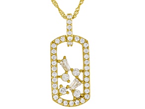 White Cubic Zirconia 18k Yellow Gold Over Sterling Silver Pendant 2.00ctw