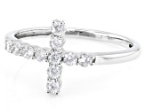 White Cubic Zirconia Rhodium Over Sterling Silver Cross Ring 0.50ctw