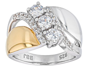 White Cubic Zirconia Rhodium and 18K Yellow Gold Over Sterling Silver Ring 1.48Ctw