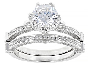White Cubic Zirconia Rhodium Over Sterling Silver Ring and Band Set 3.38ctw