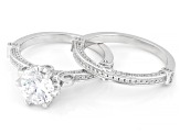 White Cubic Zirconia Rhodium Over Sterling Silver Ring and Band Set 3.38ctw