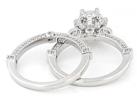 White Cubic Zirconia Rhodium Over Sterling Silver Ring and Band Set 3.38ctw