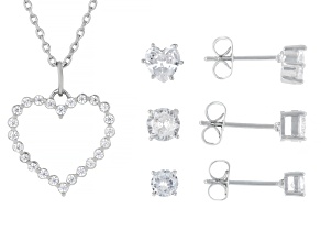 White Cubic Zirconia Rhodium Over Brass Pendant and Stud Earrings Box Set 10.25ctw