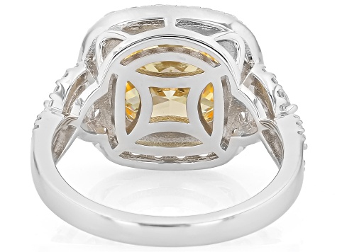 Yellow and White Cubic Zirconia Rhodium and 18K Yellow Gold Over Silver Ring 10.16Ctw