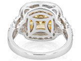 Yellow and White Cubic Zirconia Rhodium and 18K Yellow Gold Over Silver Ring 10.16Ctw