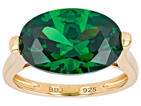 Green and White Cubic Zirconia 18k Yellow Gold Over Sterling Silver Ring 11.31ctw