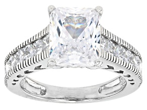 White Cubic Zirconia Rhodium Over Sterling Silver Ring 7.23ctw