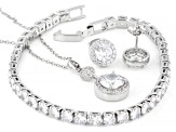 White Cubic Zirconia Rhodium Over Brass Bracelet, Pendant, and Earrings Boxed Set 23.83ctw