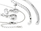 White Cubic Zirconia Rhodium Over Brass Bracelet, Pendant, and Earrings Boxed Set 23.83ctw