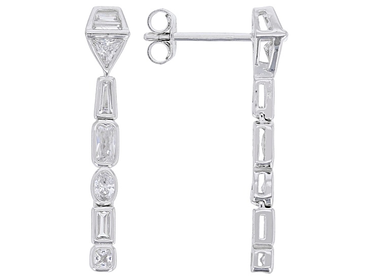 White Cubic Zirconia Rhodium Over Sterling Silver Earrings 2.19ctw