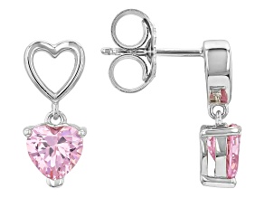 Pink Cubic Zirconia Platinum Over Sterling Silver Earrings 2.90Ctw