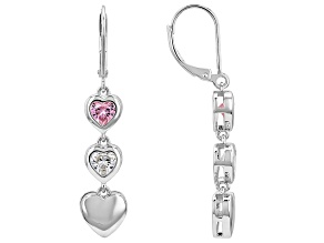 Pink and White Cubic Zirconia Platinum Over Sterling Silver Earrings 3.20ctw